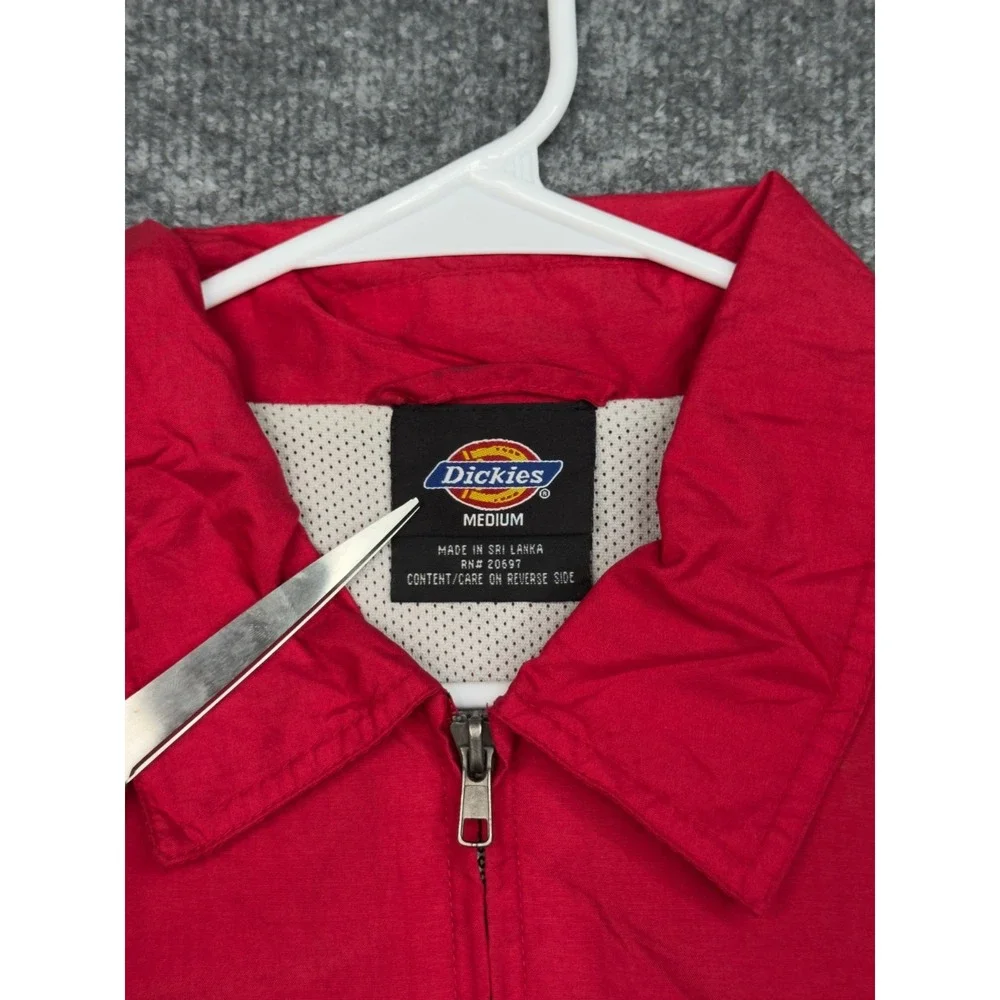 Dickies Red Zip Front Windbreaker Jacket Medium Nylon Workwear‎
